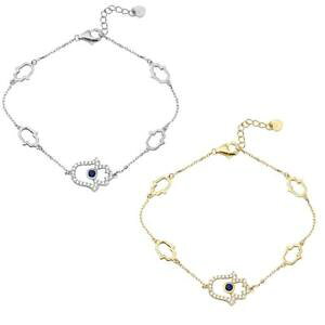�y���������z�u���X���b�g�@�A�N�Z�T��?�@�X�^�[�����Ocz�u���X���b�gwhamsasterling silver cz stones charm bracelet w multiple open hamsa hand charms