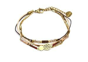 【送料無料】ブレスレット アクセサリ? マルチローブレスレットリンクチェーンベージュbc2516fmultirow bracelet link chain stones and pearls beige with