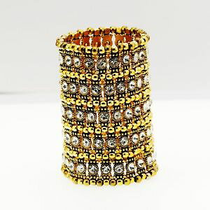 �y���������z�u���X���b�g�@�A�N�Z�T��?�@�J�t�X5���o�C�o��ct10cuff bracelet 5 row crystal gold elastic white wedding retro ct10