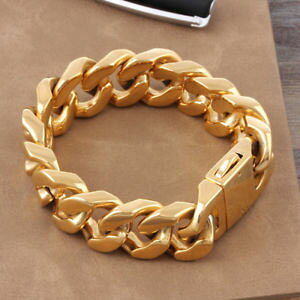 yzuXbg@ANZT?@N`F[XeXX`[S[huXbgheavy chunky 20mm wide curb link chain stainless steel gold 866 men bracelet