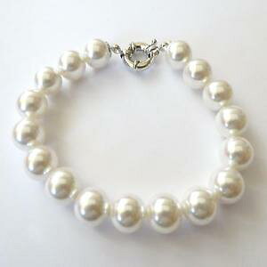 �y���������z�u���X���b�g�@�A�N�Z�T��?�@�u���X���b�gwomen bracelet c silver wire white pearls 10 mm 20 cm 131 p