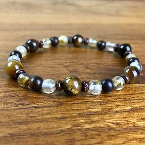 �y���������z�u���X���b�g�@�A�N�Z�T��?�@�^�C�K�[�N���X�^���r�[�Y listingbracelet manwoman eye of the tiger crystal natural stoneswood beads