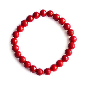 �y���������z�u���X���b�g�@�A�N�Z�T��?�@�u���X���b�g�S���R�[�h�r�[�Ynatural round red coral bracelet 7mm beads with elastic cord