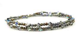【送料無料】ブレスレット　アクセサリ—　ビーズブレスレットガラスビーズbeaded bracelet glass beads grey brown delicate filigree gift idea for women