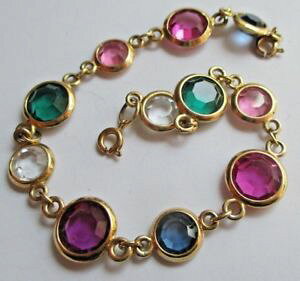 �y���������z�u���X���b�g�@�A�N�Z�T��?�@�u���X���b�g�S�[���h���g���K���Xbracelet gold coloured retro jewel stones pastilles glass multicoloured 2992