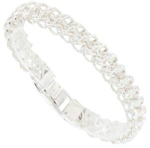 �y���������z�u���X���b�g�@�A�N�Z�T��?�@�V���o�[�g�[���A�����J���C�������N�u���X���b�gupcycled silver tone wire link bracelet made in usa 38 width