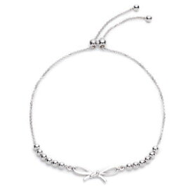 【送料無料】ブレスレット　アクセサリ—　スターリングシルバービーズブレスレットインチsterling silver adjustable beaded bracelet with bow, expandable 925 inch