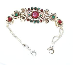 yzuXbg@ANZT?@Vo[Ghr[~[iC[WX^[uXbg925 silver amp; brass emerald,ruby kundan meena royal rajasthani bracelet