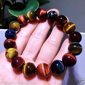�y���������z�u���X���b�g�@�A�N�Z�T��?�@�r�[�h�u���X���b�g12mm natural colorful tiger eye stone gemstone beads ms jewelry bracelet