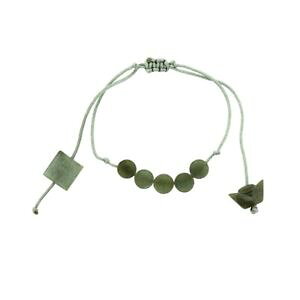 �y���������z�u���X���b�g�@�A�N�Z�T��?�@�t���b�g�u���X���b�g�r�[�Ykanikanflat bracelet 5 beads green jade artisan jewel