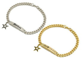 【送料無料】ブレスレット　アクセサリ—　ステンレススチールペンダントブレスレットゴールドシルバーid stainless steel bracelet with star pendant with engraving on request goldsilver