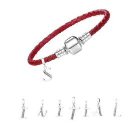 【送料無料】ブレスレット　アクセサリ—　ブレスレットパーソナライズブレスレットブレスレットinitial bracelet red leather personalised bracelet letter charm bracelet