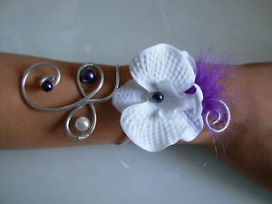 �y���������z�u���X���b�g�@�A�N�Z�T��?�@�u���X���b�g�z���C�g�o�C�I���b�g�I�[�L�b�h�h���Xbracelet whiteviolet orchid original bride dress dweddingceremony cheap