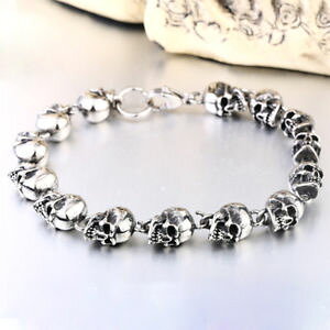 �y���������z�u���X���b�g�@�A�N�Z�T��?�@���g���p���N�S�V�b�N�X�J���w�b�h�X�e�����X�X�`�[���u���X���b�gretro men women punk gothic full skull head 316l stainless steel bracelet b1