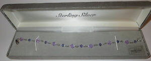 yzuXbg@ANZT?@{bNXNX^r[YX^[OVo[uXbgXtXL[purple sterling silver bracelet in box crystal beads made with swarovski