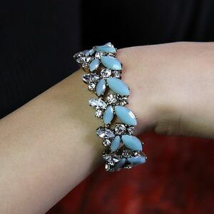 �y���������z�u���X���b�g�@�A�N�Z�T��?�@�u���X���b�gbracelet female elastic leaves blue crystal original evening marriage ct5