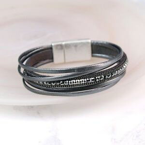 �y���������z�u���X���b�g�@�A�N�Z�T��?�@grigio scuro pelle luccicante bracciale 02660grigio scuro pelle luccicante bracciale 02660