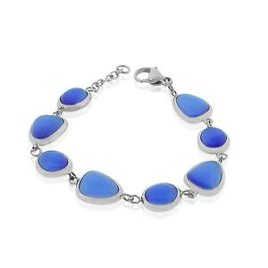 yzuXbg@ANZT?@uXbgacier inoxydable couleur argente bleu simul quartz bracelet rglable