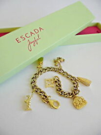 【送料無料】ブレスレット　アクセサリ—　エスカーダゴージャスゴールドチェーンブレスレット escada joyful gorgeous bracelet with charms gold toned chain unused boxed