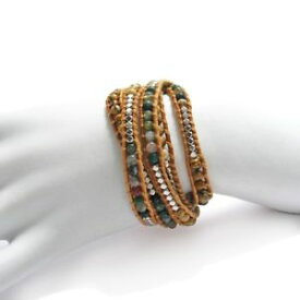 【送料無料】ブレスレット　アクセサリ—　ファンシーラウンドビーズラップブレスレットadjustable leather and picture amp; fancy round beads wrap bracelet