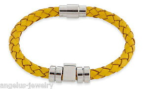 �y���������z�u���X���b�g�@�A�N�Z�T��?�@�u���X���b�g�X�p�C�Nalraune, bracelet en cuir spike , jaune, 21cm, acier inox