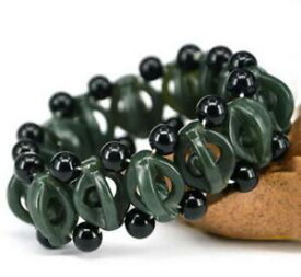 【送料無料】ブレスレット　アクセサリ—　ダークグリーンブレスレットビーズメンズブレスレットnatural jade dark green hetian stone bracelet carved beads women mens bracelets