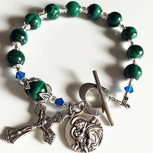 �y���������z�u���X���b�g�@�A�N�Z�T��?�@undoubted�}���J�C�gbeads bracelet rosary cross�X�^�[�����O925undoubted malachite beads bracelet rosary cross sterling 925 silver flow
