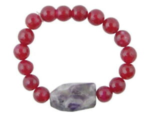 yzuXbg@ANZT?@barseYx[NI[cAWXguXbgbarse brand genuine raspberry quartz and amethyst beaded stretch bracelet