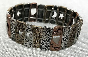 �y���������z�u���X���b�g�@�A�N�Z�T��?�@�_���B���`�X�g���b�`���[���u���X���b�gdavinci stretch metal star heart moon bracelet inscribed love laugh b128