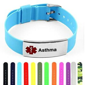 【送料無料】ブレスレット　アクセサリ—　idtaggedシリコーンタグidブレスレットidtagged silicone medical alert asthma polished steel tag id bracelet