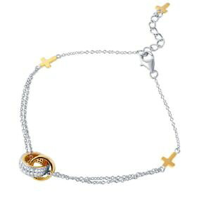 �y���������z�u���X���b�g�@�A�N�Z�T��?�@�S�[���h�N���C�X�N���C�csterlingsilber gelbes gold berzogener cz steine kreis amp; einfache kreuz