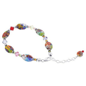 yzuXbg@ANZT?@X^[OVo[XtXL[GgKXNX^uXbgC`sterling silver swarovski elements millefiori glass and crystal bracelet 9 inch