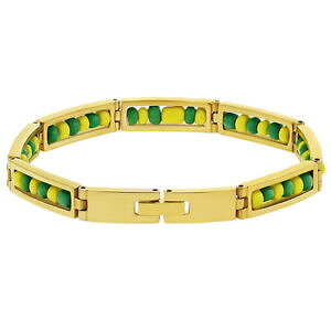 �y���������z�u���X���b�g�@�A�N�Z�T��?�@�X�`�[���u���X���b�g�r�[�Y listingstainless steel orula bracelet green yellow beads babalawo amulet protection 8