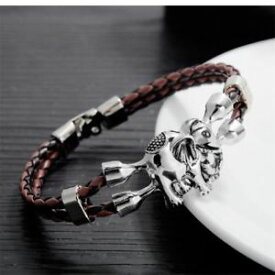 【送料無料】ブレスレット　アクセサリ—　ステンレスレザーブレスレットユニークブレスレットunique bracelets for men stainless steel leather bracelet animal friendship jewe