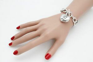 �y���������z�u���X���b�g�@�A�N�Z�T��?�@�`�F�[���u���X���b�gwomen silver metal chain bracelet jewelry faith hope love heart friendship charm