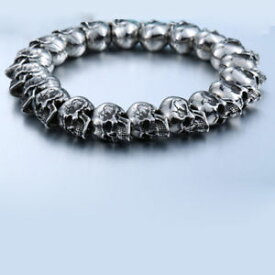 【送料無料】ブレスレット　アクセサリ—　クールジュエリースカルステンレススチールチェーンブレスレットcool men jewelry 15mm 3d skull stainless steel chain bracelet bc34 212223cm