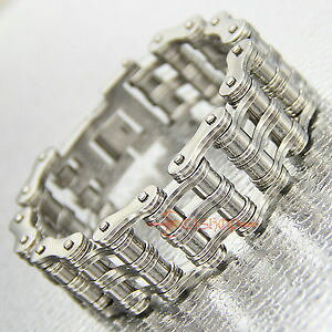 yzuXbg@ANZT?@Vo[I[goC`F[XeXYuXbgoCNsilver polished motorcycle chain stainless steel mens bracelet wide heavy bike