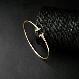 �y���������z�u���X���b�g�@�A�N�Z�T��?�@�u���X���b�g���^���I�[�v���S�[���f���A�[���f�R�W���R�����g���r���e�[�Wbracelet rigid open golden art deco t shape cz zircon retro vintage original ct8