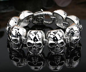 yzuXbg@ANZT?@wr[pNSVbNoCJ[XPgXJ`F[XeXX`[uXbg146g heavy punk gothic men biker skeleton skull chain stainless steel brace