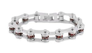 yzuXbg@ANZT?@XeXVo[K[lbg1Xg[oCN`F[uXbgwomens stainless steel silver garnet january birth stone bike chain bracelet