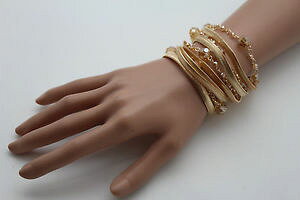 �y���������z�u���X���b�g�@�A�N�Z�T��?�@���b�V���X�g�����O5wfashion women gold bracelet metallic mesh string 5 strands w doll