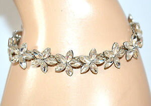 �y���������z�u���X���b�g�@�A�N�Z�T��?�@�u���X���b�g�V���o�[�u���X���b�gbracelet crystals silver woman flowers elegant wedding bride bracelet f98