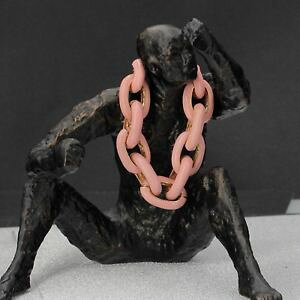 �y���������z�u���X���b�g�@�A�N�Z�T��?�@�u���X���b�g�A�[���f�R�`�F�[�����b�V���G�i�����s���N�N���X���g��bracelet golden art deco big chain mesh enamel pink dark class retro ct1