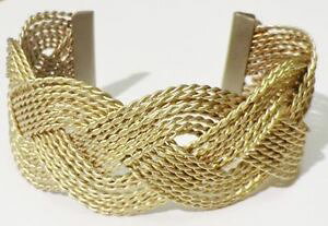 yzuXbg@ANZT?@re[WuXbgZ~WbhjbgS[hJ[vintage trinket bracelet semi rigid open knit gold color intertwined * 3713
