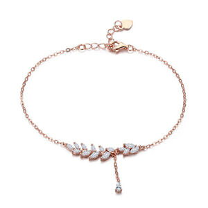 �y���������z�u���X���b�g�@�A�N�Z�T��?�@�u���X���b�g�`�F�[���X�^�[�����O�V���o�[���[�Y�S�[���h���b�L�c���[bracelet 925 sterling silver with adjustable chain rose gold plated tree leaves