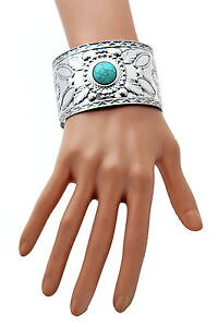 �y���������z�u���X���b�g�@�A�N�Z�T��?�@womens�g���R�A�J�E���gwomens silver wrist bracelet wide metal fashion jewelry turquoise account