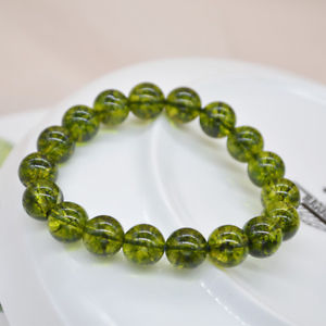 ブレスレット　アクセサリ―　ペリドットラウンドビーズブレスレット10mm natural green peridot gemstone round beads bracelet aaa