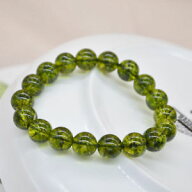 【送料無料】ブレスレット　アクセサリ—　ペリドットラウンドビーズブレスレット10mm natural green per…