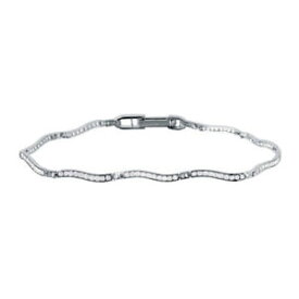 【送料無料】ブレスレット　アクセサリ—　スターリングczテニスブレスレットsterling silver wavy design cz stones tennis bracelet