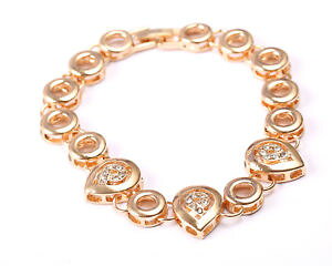�y���������z�u���X���b�g�@�A�N�Z�T��?�@�g�[���u���X���b�g listinggold tone bracelet with clear rhinestones